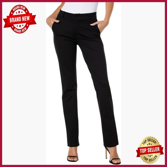 Classic Trouser Pants Mid Rise Straight Leg Polyblend Stretch Work Wear